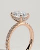 Paige - Oval 4 Claw Solitaire with Hidden Halo and Pave Band Engagement Ring - 18k Rose Gold