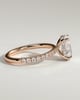 Paige - Oval 4 Claw Solitaire with Hidden Halo and Pave Band Engagement Ring - 18k Rose Gold