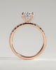 Paige - Oval 4 Claw Solitaire with Hidden Halo and Pave Band Engagement Ring - 18k Rose Gold