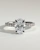 Paige - Oval 4 Claw Solitaire with Hidden Halo and Pave Band Engagement Ring - 18k White Gold