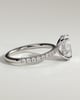 Paige - Oval 4 Claw Solitaire with Hidden Halo and Pave Band Engagement Ring - 18k White Gold