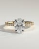 Paige - Oval 4 Claw Solitaire with Hidden Halo and Pave Band Engagement Ring - 18k Yellow Gold / 18k White Gold