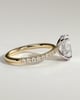 Paige - Oval 4 Claw Solitaire with Hidden Halo and Pave Band Engagement Ring - 18k Yellow Gold / 18k White Gold