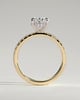 Paige - Oval 4 Claw Solitaire with Hidden Halo and Pave Band Engagement Ring - 18k Yellow Gold / 18k White Gold