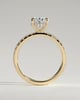 Paige - Oval 4 Claw Solitaire with Hidden Halo and Pave Band Engagement Ring - 18k Yellow Gold