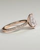 Pamela - Pear Claw Solitaire with Hidden Halo and Pave Band Engagement Ring - 18k Rose Gold
