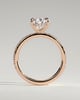 Pamela - Pear Claw Solitaire with Hidden Halo and Pave Band Engagement Ring - 18k Rose Gold