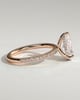 Pamela - Pear Claw Solitaire with Hidden Halo and Pave Band Engagement Ring - 18k Rose Gold