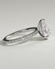 Pamela - Pear Claw Solitaire with Hidden Halo and Pave Band Engagement Ring - 18k White Gold