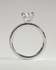 Pamela - Pear Claw Solitaire with Hidden Halo and Pave Band Engagement Ring - 18k White Gold