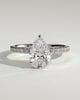 Pamela - Pear Claw Solitaire with Hidden Halo and Pave Band Engagement Ring - 18k White Gold