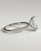 Pamela - Pear Claw Solitaire with Hidden Halo and Pave Band Engagement Ring - 18k White Gold