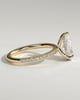 Pamela - Pear Claw Solitaire with Hidden Halo and Pave Band Engagement Ring - 18k Yellow Gold
