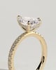 Pamela - Pear Claw Solitaire with Hidden Halo and Pave Band Engagement Ring - 18k Yellow Gold