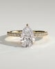 Pamela - Pear Claw Solitaire with Hidden Halo and Pave Band Engagement Ring - 18k Yellow Gold