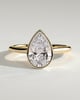 Paris - Pear Solitaire with Cathedral Bezel Setting - 18k Yellow Gold
