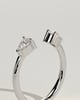 Pearl - Pear Accent Stone Open Band Wedding Ring - 18k White Gold