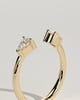 Pearl - Pear Accent Stone Open Band Wedding Ring - 18k Yellow Gold