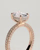 Penelope   Oval Solitaire with Hidden Halo and Triple Pav - 18k Rose Gold