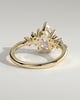 Pear 5 Claw Solitaire with Clustered Round Shoulder Stones Engagement Ring - 18k Yellow Gold