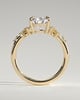 Pear 5 Claw Solitaire with Clustered Round Shoulder Stones Engagement Ring - 18k Yellow Gold