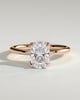 Poppy - Elongated Cushion 4 Claw Solitaire with Petal Gallery and Accented Tiara Detail Engagement Ring - 18k Rose Gold
