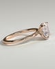 Poppy - Elongated Cushion 4 Claw Solitaire with Petal Gallery and Accented Tiara Detail Engagement Ring - 18k Rose Gold