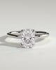 Poppy - Elongated Cushion 4 Claw Solitaire with Petal Gallery and Accented Tiara Detail Engagement Ring - 18k White Gold