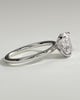 Poppy - Elongated Cushion 4 Claw Solitaire with Petal Gallery and Accented Tiara Detail Engagement Ring - 18k White Gold