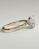 Poppy - Elongated Cushion 4 Claw Solitaire with Petal Gallery and Accented Tiara Detail Engagement Ring - 18k Yellow Gold / 18k White Gold