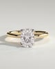 Poppy - Elongated Cushion 4 Claw Solitaire with Petal Gallery and Accented Tiara Detail Engagement Ring - 18k Yellow Gold / 18k White Gold