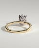 Poppy - Elongated Cushion 4 Claw Solitaire with Petal Gallery and Accented Tiara Detail Engagement Ring - 18k Yellow Gold / 18k White Gold