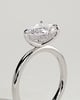 Priscilla - Pear East West Claw Solitaire with Hidden Halo Engagement Ring - 18k White Gold High Setting