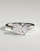 Priscilla - Pear East West Claw Solitaire with Hidden Halo Engagement Ring - 18k White Gold High Setting