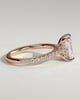 Racquel - Radiant 4 Claw Solitaire with Hidden Halo, Pave Band and Cathedral Setting Engagement Ring - 18k Rose Gold