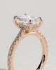 Racquel - Radiant 4 Claw Solitaire with Hidden Halo, Pave Band and Cathedral Setting Engagement Ring - 18k Rose Gold