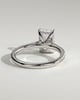 Racquel - Radiant 4 Claw Solitaire with Hidden Halo, Pave Band and Cathedral Setting Engagement Ring - 18k White Gold