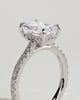 Racquel - Radiant 4 Claw Solitaire with Hidden Halo, Pave Band and Cathedral Setting Engagement Ring - 18k White Gold