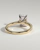 Racquel - Radiant 4 Claw Solitaire with Hidden Halo, Pave Band and Cathedral Setting Engagement Ring - 18k Yellow Gold / 18k White Gold