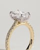 Racquel - Radiant 4 Claw Solitaire with Hidden Halo, Pave Band and Cathedral Setting Engagement Ring - 18k Yellow Gold / 18k White Gold