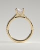 Racquel - Radiant 4 Claw Solitaire with Hidden Halo, Pave Band and Cathedral Setting Engagement Ring - 18k Yellow Gold