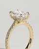 Racquel - Radiant 4 Claw Solitaire with Hidden Halo, Pave Band and Cathedral Setting Engagement Ring - 18k Yellow Gold