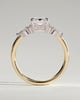Raleigh - Emerald 4 Claw Solitaire with Pear Accents and Round Shoulder Stones Engagement Ring - 18k Yellow Gold / 18k White Gold