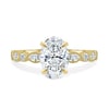Rhiannon - Oval Solitaire with Bezel Set Accent Stones - 18k Yellow Gold