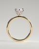 Robin - Marquise Claw Solitaire with Petal Gallery and Accent Leaf Detail Engagement Ring - 18k Yellow Gold / 18k White Gold