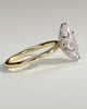 Robin - Marquise Claw Solitaire with Petal Gallery and Accent Leaf Detail Engagement Ring - 18k Yellow Gold / 18k White Gold