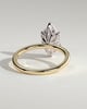 Robin - Marquise Claw Solitaire with Petal Gallery and Accent Leaf Detail Engagement Ring - 18k Yellow Gold / 18k White Gold