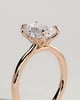 Rosalind - Emerald Claw Solitaire with Petal Gallery, Accent Leaf Detail and Cathedral Setting Engagement Ring - 18k Rose Gold