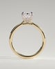 Rosalind - Emerald Claw Solitaire with Petal Gallery, Accent Leaf Detail and Cathedral Setting Engagement Ring - 18k Yellow Gold / 18k White Gold