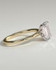 Rosalind - Emerald Claw Solitaire with Petal Gallery, Accent Leaf Detail and Cathedral Setting Engagement Ring - 18k Yellow Gold / 18k White Gold